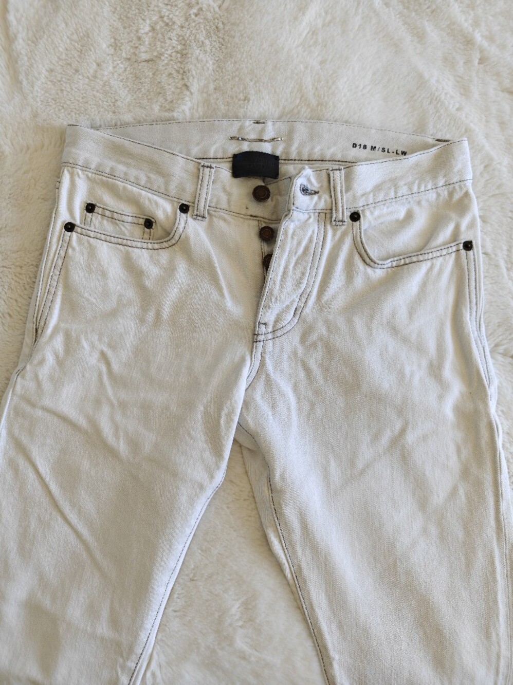 Saint Laurent Leather Logo Jeans